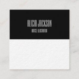 Geometrisk minimalistisk svartvit Färg-block Fyrkantigt Visitkort