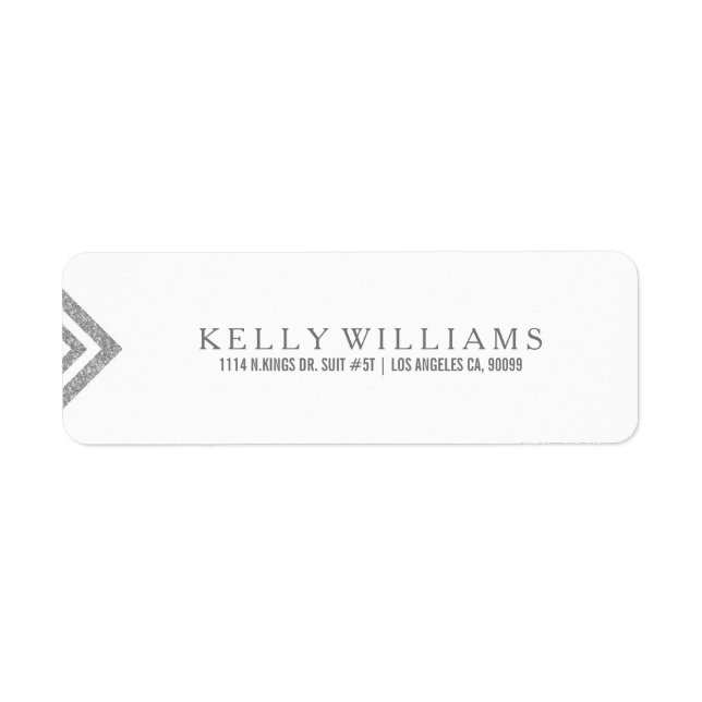 Geometrisk minimidesign för silver Glitter Returadress Etikett (Framsidan)