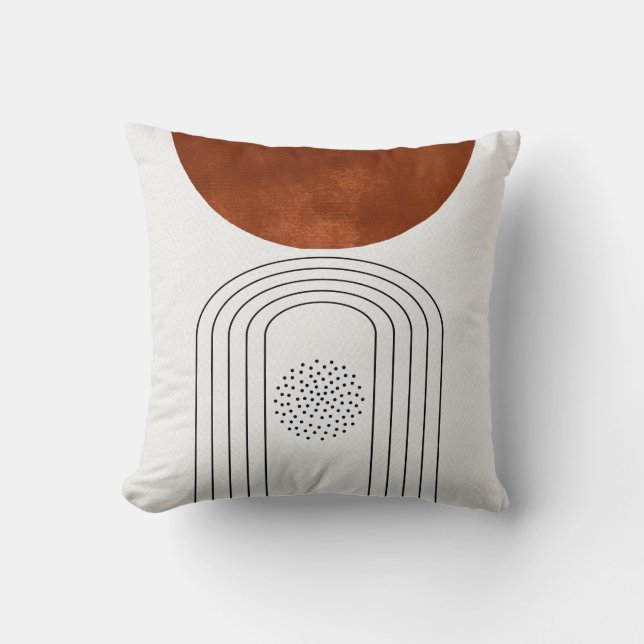 Geometrisk mitten av 1900-talets modern orange kas kudde (Framsida)