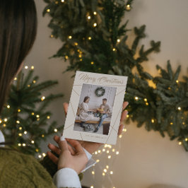 Geometrisk Mocha Beige God Jul Familjefoto Julkort