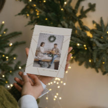 Geometrisk mocha beige God Jul familjefoto