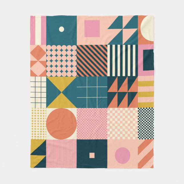 Geometrisk modern Abstrakt: Färgfull design Fleecefilt (Framsidan)