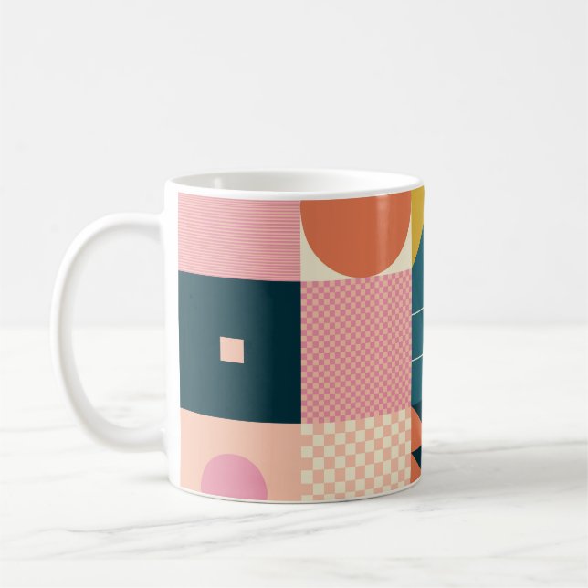 Geometrisk modern Abstrakt: Färgfull design Kaffemugg (Vänster)