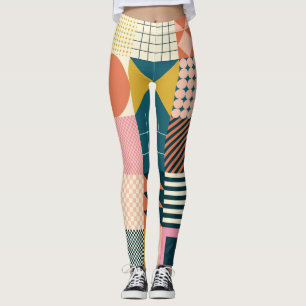 Geometrisk modern Abstrakt: Färgfull design Leggings
