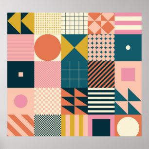Geometrisk modern Abstrakt: Färgfull design Poster