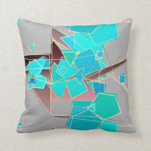 Geometrisk modern abstrakt -, grå färg och turko kudde