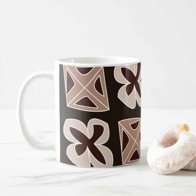 Geometrisk modern Blommigt i mitten av århundradet Kaffemugg (Med munk)