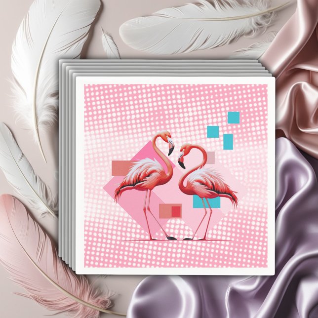 Geometrisk modern Flamingo Baby Shower Pappersservett (Skapare uppladdad)