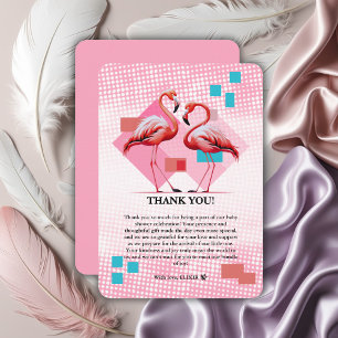 Geometrisk modern Flamingo Baby Shower Tack Kort