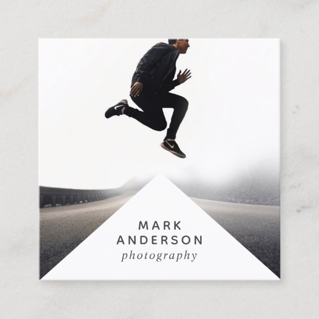 Geometrisk | modern minsta triangelfotografi fyrkantigt visitkort (Framsida)