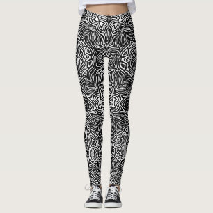 Geometrisk modern mönster i svart och vit abstrakt leggings