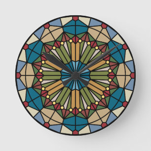 geometrisk modern mönsterdesign för målat glass rund klocka