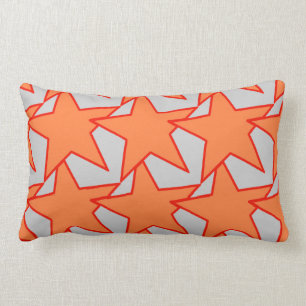Geometrisk modern stjärna - korallorange och grå lumbarkudde