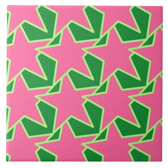 Geometrisk modern stjärna - vattenmelonrosor och kakelplatta (Framsidan)
