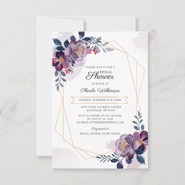 Geometrisk Möhippa för lila Blommigt  Inbjudningar (Framsida)