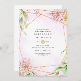 Geometrisk Möhippa för rosa och Guld Blommigt Inbjudningar