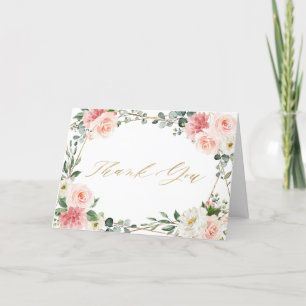 Geometrisk Möhippa i Guld vid Rosa Blommigt än Tack Kort