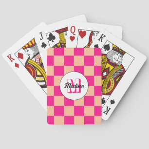 Geometrisk Monogram för shock rosa med styrd persi Casinokort