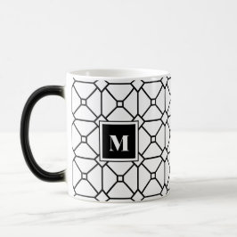 Geometrisk Monogram för svart & för vit Magisk Mugg