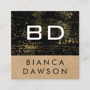 Geometrisk monogram Guld Grunge Geometric Natural Fyrkantigt Visitkort