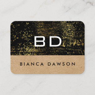 Geometrisk monogram Guld Grunge Geometric Natural Visitkort