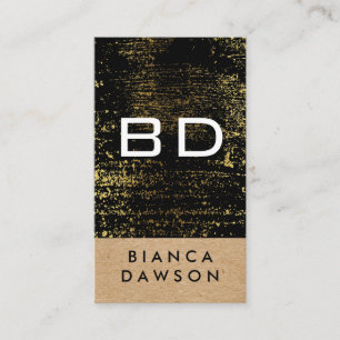 Geometrisk monogram Guld Grunge Geometric Natural Visitkort