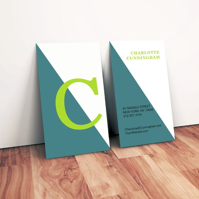 Geometrisk monogramGrönt Visitkort (Skapare uppladdad)