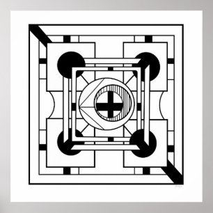 Geometrisk monokrom geometrisk minimalistisk Abstr Poster