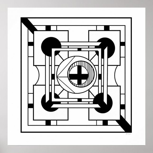 Geometrisk monokrom geometrisk minimalistisk Abstr Poster (Framsidan)