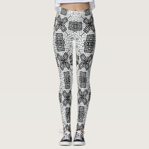Geometrisk mönster Anna, vit och svart Leggings