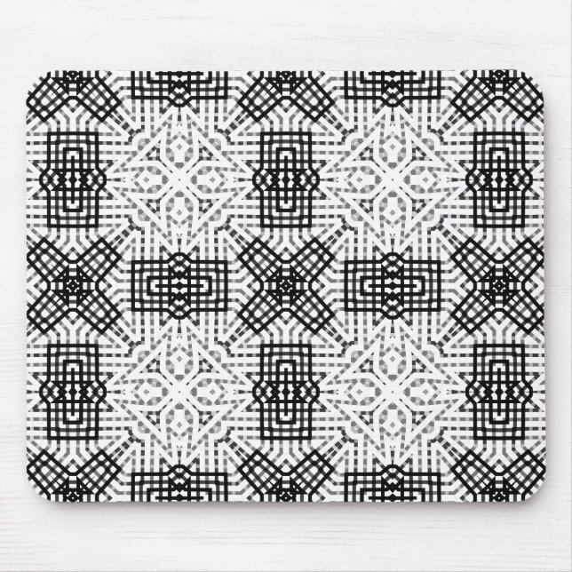 Geometrisk mönster Anna, vit och svart Musmatta (Framsidan)