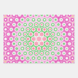 Geometrisk Mönster i Rosa och Grönt