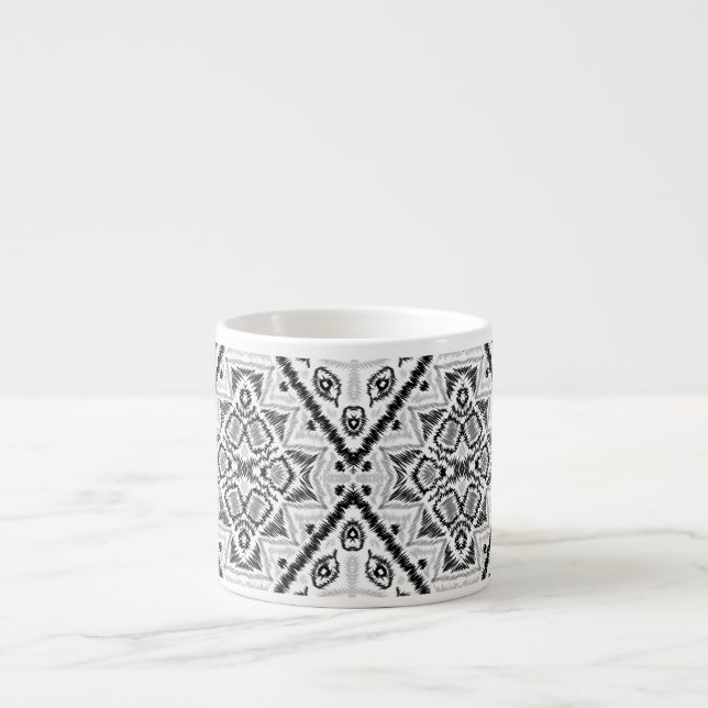 Geometrisk, mönster, svart och vitt espressomugg (Framsidan)