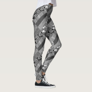 Geometrisk, Mönster, svart och vitt Leggings