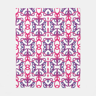 Geometrisk Mönster vid Rosa, vitt, blått och Lila. Fleecefilt