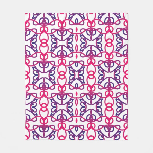 Geometrisk Mönster vid Rosa, vitt, blått och Lila. Fleecefilt (Framsidan)