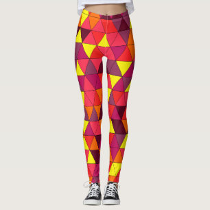 Geometrisk Mönster-workout för rosa, Lila och Gult Leggings
