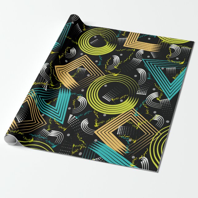 Geometrisk mönsterbakgrund,retro,90s,abstrakt,a presentpapper (Utrullad)