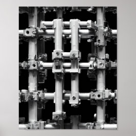 Geometrisk mönsterkonst: Abstrakt modulär maskin Poster
