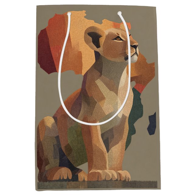 Geometrisk mosaik med stiliserad Afrika Karta (Framsidan)