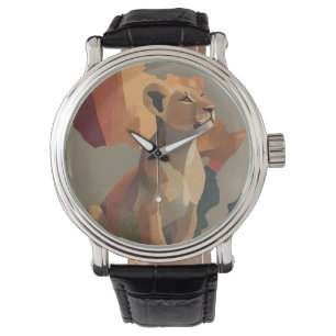 Geometrisk mosaik med stiliserad Afrika Karta Armbandsur