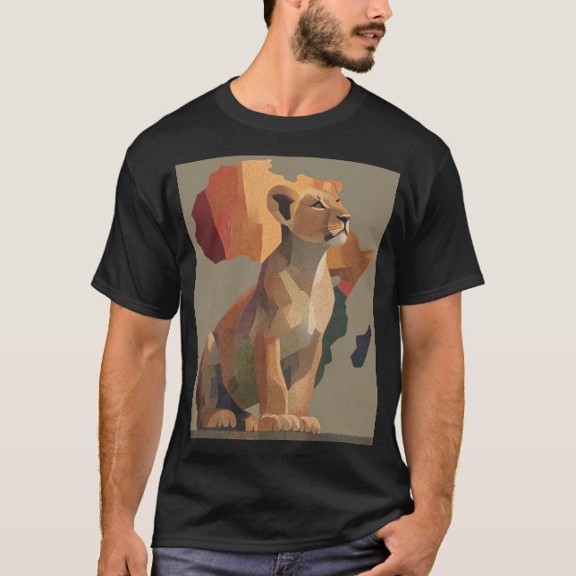 Geometrisk mosaik med stiliserad Afrika Karta T Shirt (Framsida)
