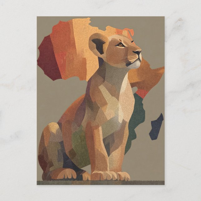 Geometrisk mosaik med stiliserad Afrika Karta Vykort (Framsida)