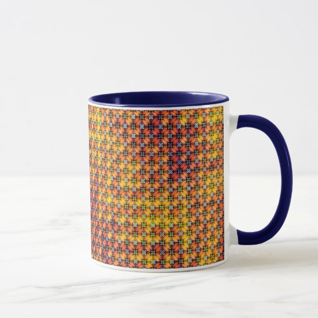 Geometrisk Mosaik Rutnät Abstrakt Mönster Design 1 Mugg (Höger)