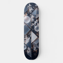 Geometrisk mosaik skateboard - 3D Silver Triangel
