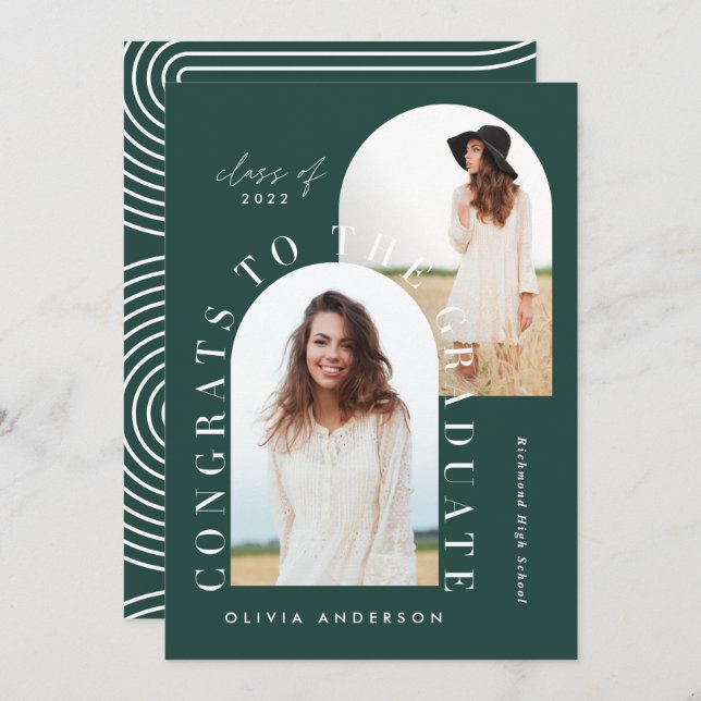 Geometrisk multifotomarch studenten i modern grönt (Fram/baksida)