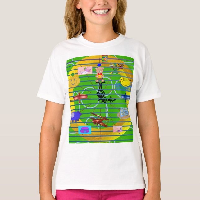 Geometrisk Nalle för guld Ring Flygplan Bowtie  T Shirt (Framsida)