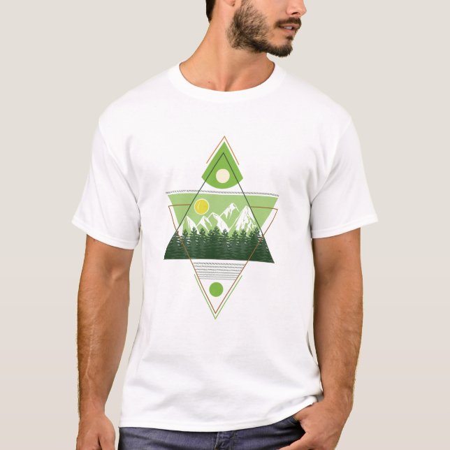 Geometrisk Naturharmoni T Shirt (Framsida)