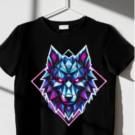 geometrisk neon-varg t shirt