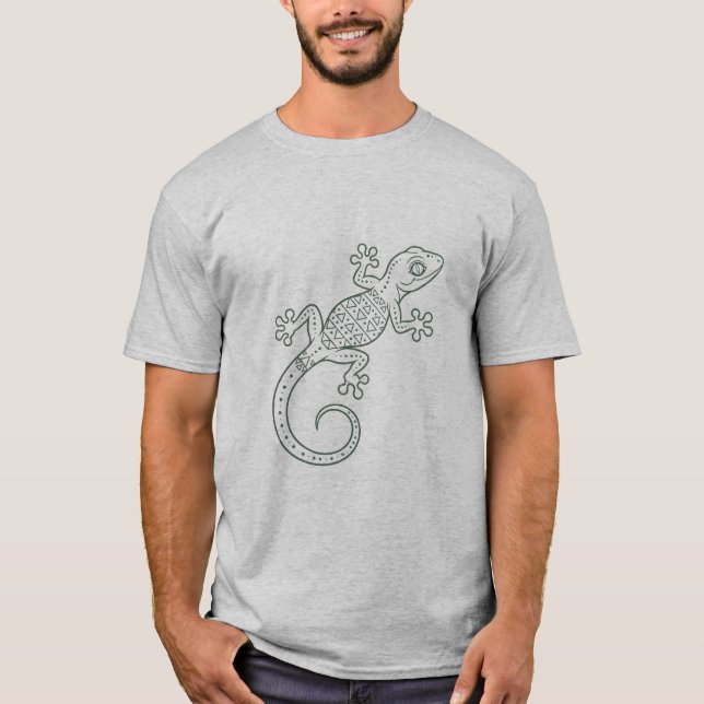 Geometrisk ödla gecko - Tribal Boho djurdesign T Shirt (Framsida)